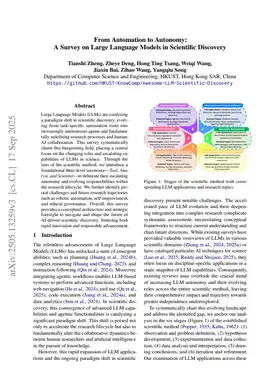 From Automation to Autonomy: A Survey on Large Language Models in Scientific Discovery