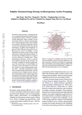Dolphin: Document Image Parsing via Heterogeneous Anchor Prompting