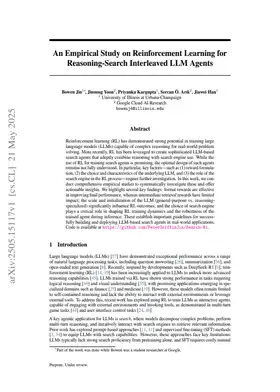 An Empirical Study on Reinforcement Learning for Reasoning-Search Interleaved LLM Agents
