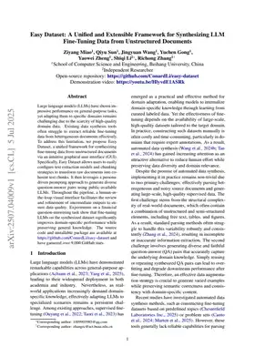 Easy Dataset: A Unified and Extensible Framework for Synthesizing LLM Fine-Tuning Data from Unstructured Documents