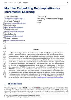 Modular Embedding Recomposition for Incremental Learning