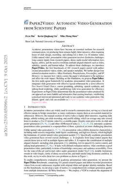 Paper2Video: Automatic Video Generation from Scientific Papers