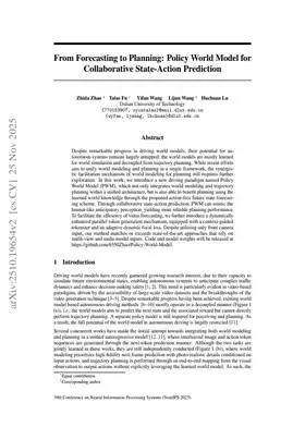 From Forecasting to Planning: Policy World Model for Collaborative State-Action Prediction