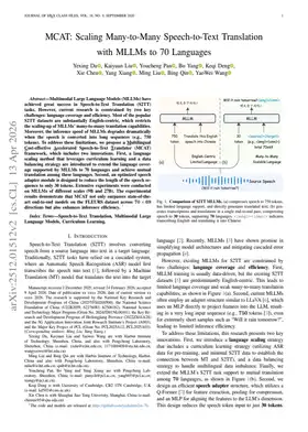 MCAT: Scaling Many-to-Many Speech-to-Text Translation with MLLMs to 70 Languages