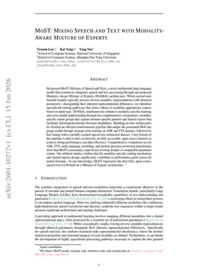 MoST: Mixing Speech and Text with Modality-Aware Mixture of Experts