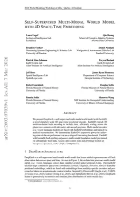 Self-Supervised Multi-Modal World Model with 4D Space-Time Embedding