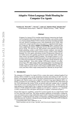 Adaptive Vision-Language Model Routing for Computer Use Agents