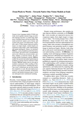 From Pixels to Words -- Towards Native One-Vision Models at Scale